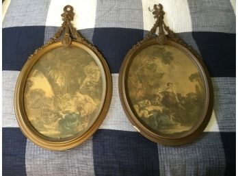 PR. Antique Ribbon Top Oval Picture Frames