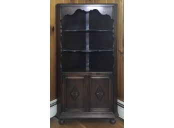 Antique Mahogany Corner Etagere Cabinet