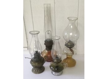 4 Antq.Glass Kerosene Lanterns, B & H