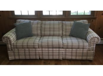 Rowe Rolled Arm Sage Plaid Sofa