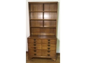 Vintage Maple 3 Drawer 3 Shelf Bookcase, Hutch