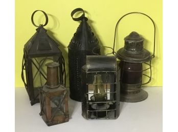 5 Vintage Metal Lanterns