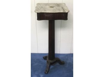 Antique Mahogany Marble Top Pedestal