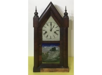 Antique Steeple Mahogany Clock