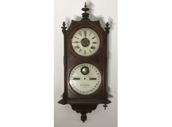 Antique Ithaca Calendar Burlwood Clock