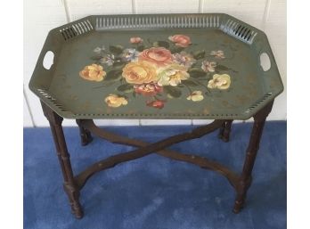 Vintage Toile Hand Painted Tray Table