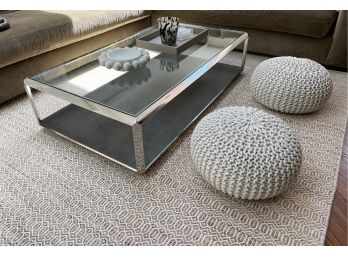 Glass And Chrome Coffee Table With Faux Shagreen Bottom