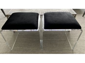 Pair Of  Interlude Home Waterfall Acrylic  Stools