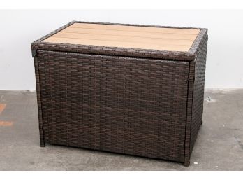 Brown All-Weather Wicker Storage Side Table