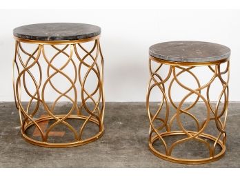 Pair Of Stone Top Safavieh Nesting Tables