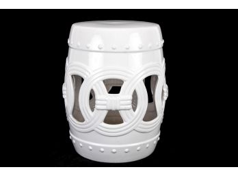 Double-coin White Ceramic Garden Stool