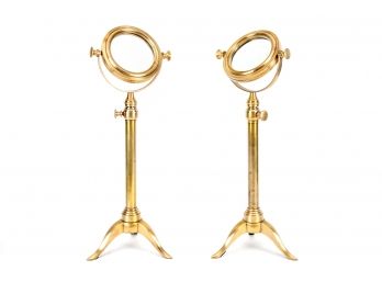 Pair Of Brass Magnifying Glasses On Stands