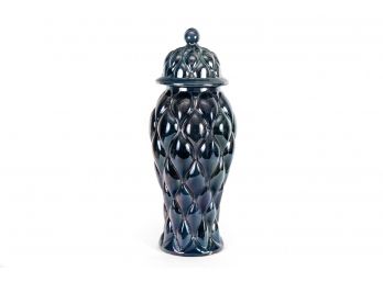 Large Lidded Iridescent Urn