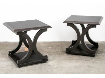 Pair Of Cappuccino Wood Side Tables