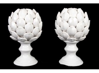 Pair Of Small Decorative Ceramic Artichokes