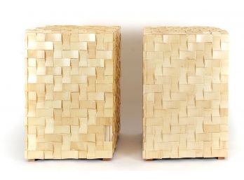 Decorative Wood Lattice-Work Stools