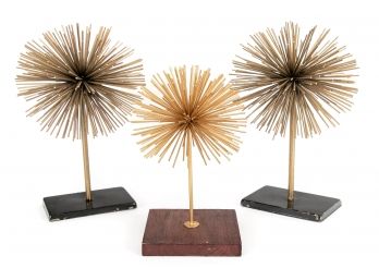 Trio Of Decorative Metal Starburst Spheres