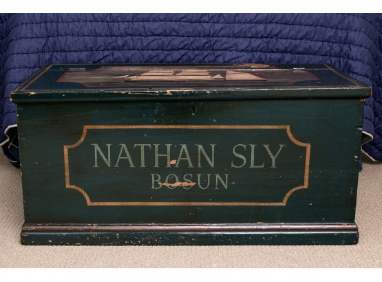 English Paint Decorated Blanket Trunk