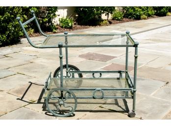 Bronze Patinated Cast Aluminum Tea/Bar Cart