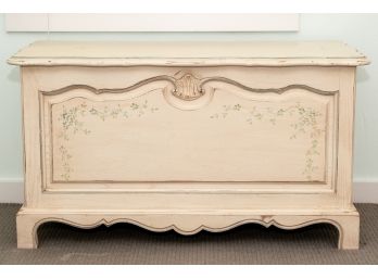 White Washed And Hand Paint Decorated Cedar Chest
