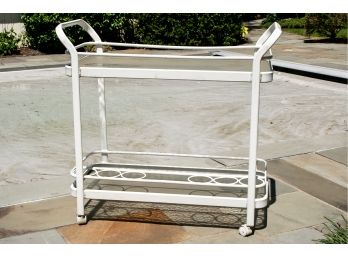 White Painted Metal Bar Cart On Casters