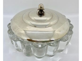 Crystal Serving Dish With Sterling Silver Top