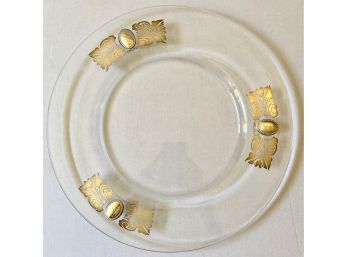 Glass Platter With Sterling Silver Details Marked Arg .925