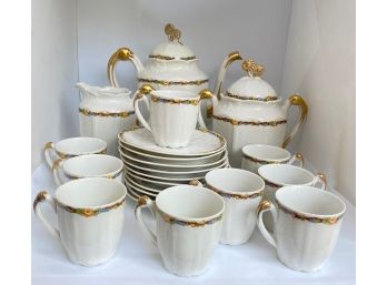 Vintage Limoges China Tea Set With Gold Trim,  France