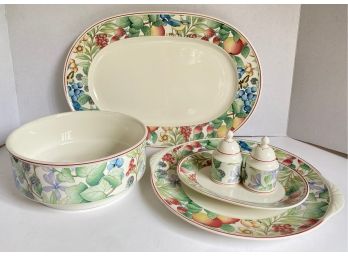 6 Piece Set Villeroy & Boch Serving Bowls & Salt & Pepper Shakers Catalina Pattern, Germany