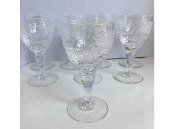 9 Royal Brierley Etched Crystal Dessert Liquor Glasses