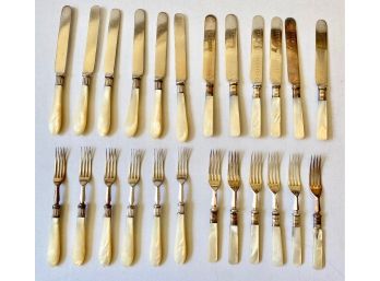 Vintage Mother Of Pearl Forks & Knives (24 Pieces)