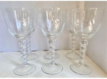 8 Crystal Wine Glasses With Stacked Ball Stems