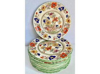 12 Mason's Patent Ironstone China Dessert Plates Bible Pattern, England