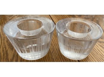 Pair Of Orrefors Candle Holders