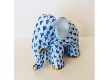 Herend Porcelain Figurine - Blue Elephant