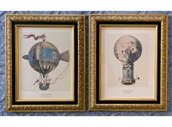 Pair Of French Hot Air Balloon Prints