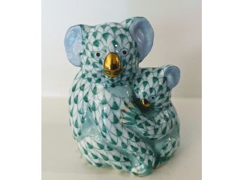 Herend Porcelain Figurine - Green Koala And Baby