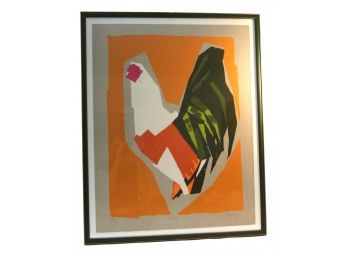 Signed & Framed Lithograph Of Rooster On Parchment No. 79/150