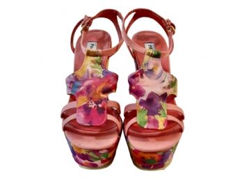 Pilar Burgos Floral Wedge Sandals