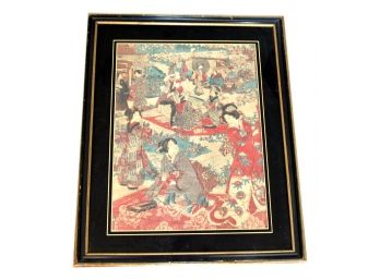 Framed Antique Japanese Woodblock Print