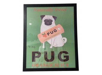 Framed Signed Ken Bailey Limited Edition Naturally Sweet Pug Orange Juice