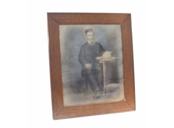 Antique Framed Photograph Of Elderly Religious Man