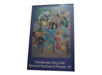 Framed 'Celebrate City Life' Newark Festival Of People '87 Poster