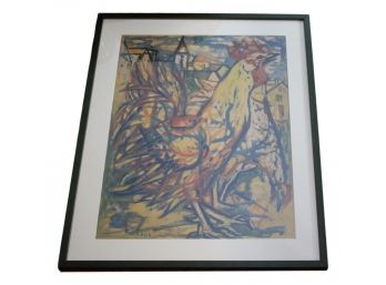 Framed Signed Charles Walch Rooster Print