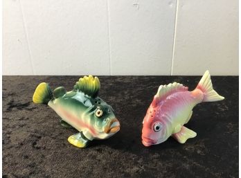 Vintage Ceramic Fish Salt Pepper Shakers