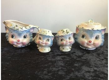 Very Early Cat Sugar Creamer Salt And Pepper