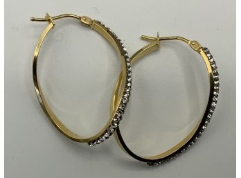 14kt Gold Hoop Earrings W/diamonds