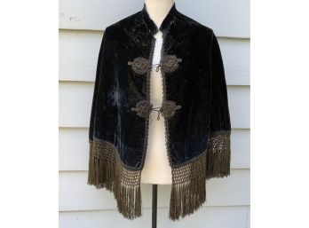 Gorgeous Antique Black Velvet Shawl