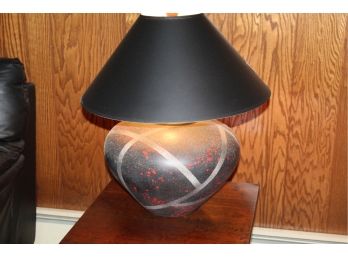 Pair Of Black Vase Style Lamps With Red Splatter Design