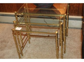 3 Asian Faux Bamboo Nesting Tables